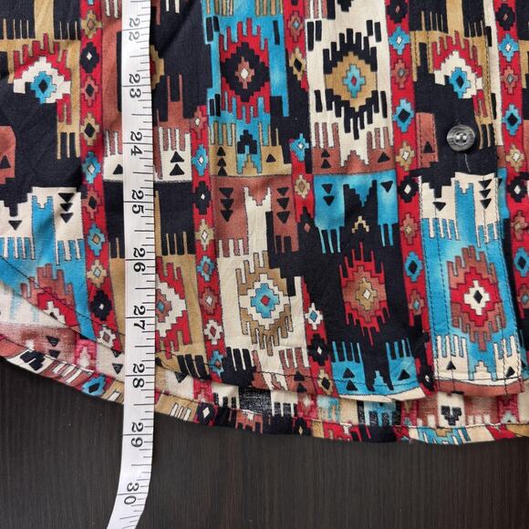 Vintage Western Shirt Womens 14 Aztec Southwestern Rayon Boho 90s Liz Claiborne - Picture 8 of 9